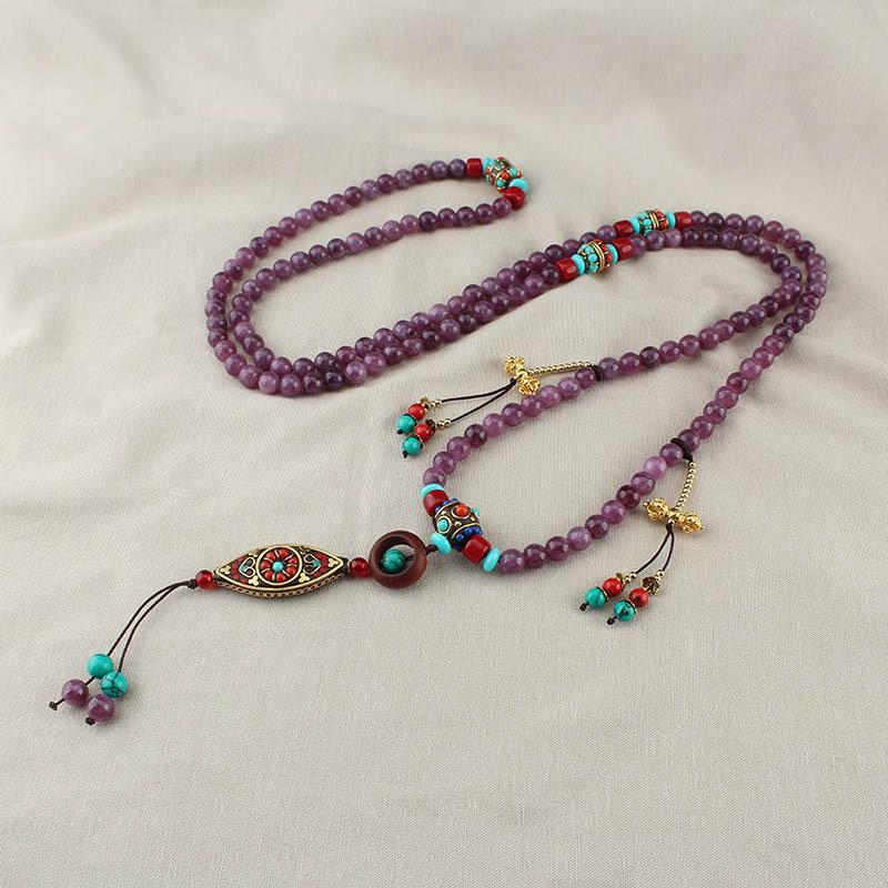 GEMCHIC Women s Retro Handmade Beaded Long Chinese Style Crossbody Chain Tassel Necklace Ethnic Boho Hanfu Accessory