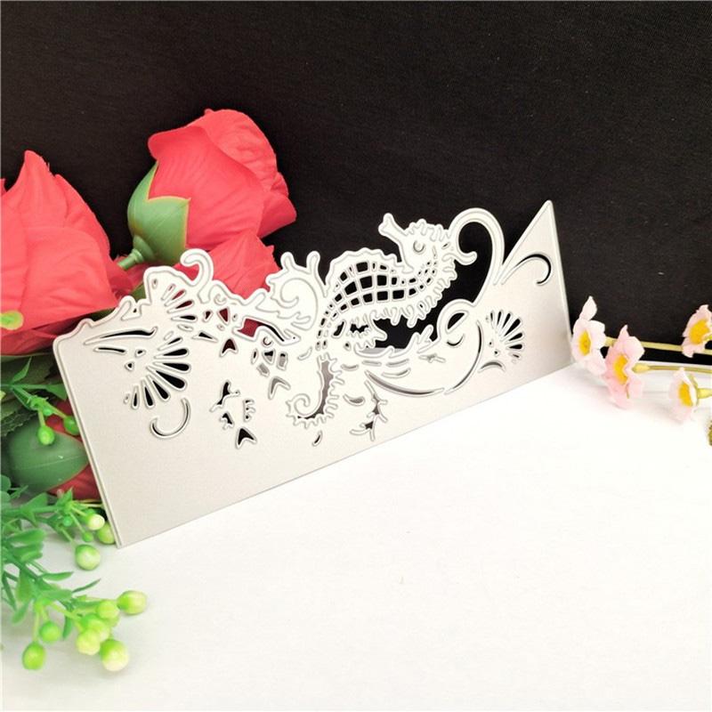 Seahorse Greeting Card Lace Paper Art Metal Stencil Embossing Cutting Dies for Diy Scrapbooking Paper Card Embossing Craft Decor