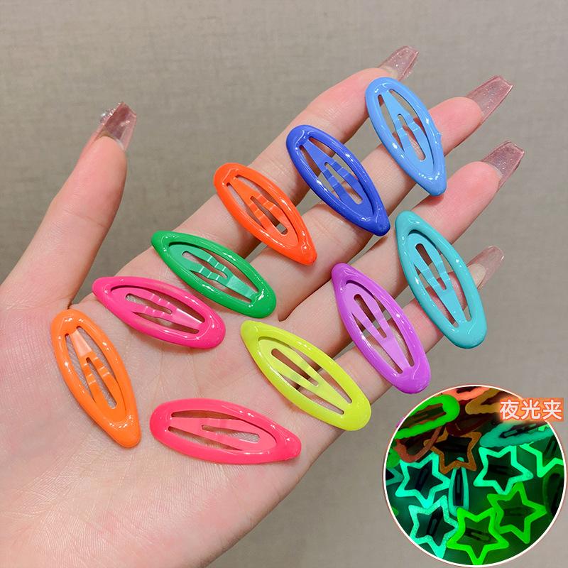 10PCS Candy Color Luminous Star Hair Clips For Kids Girls Headwear Metal Barrettes Cute Heart BB Clips Hairpins Hair Accessories