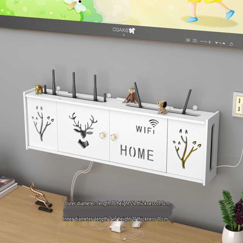 Wall-Mounted No-Drill WiFi Router and TV Set-Top Box Shelf for Living Room/Bedroom