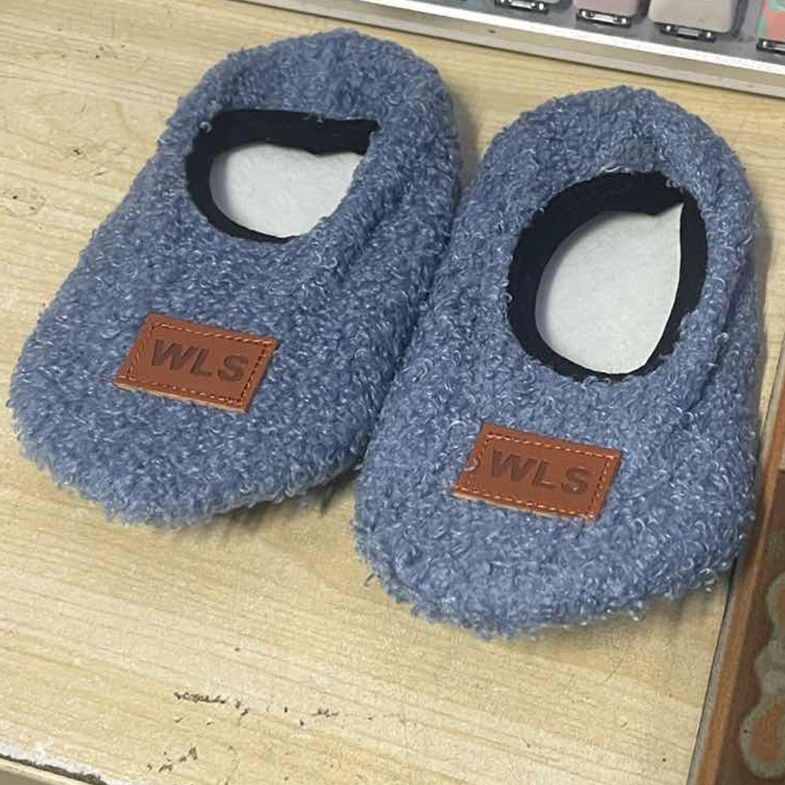 

Children s Cotton Slippers, Winter Hairy Shoes, Women s Baby Slippers, Indoor Home Bags, And Cotton Shoes For Warmth One Size сірий