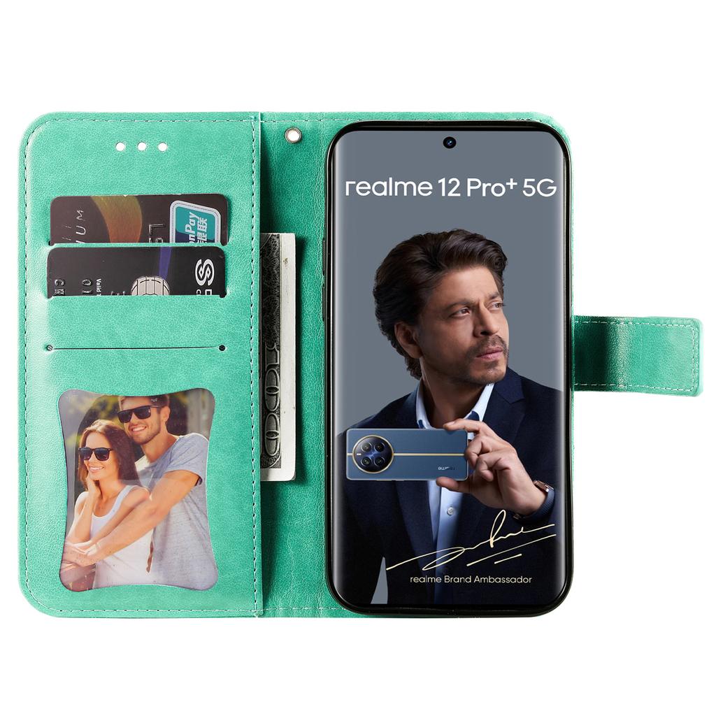 For Realme 12 Pro 5G/12 Pro+ 5G Case Floral Pattern PU Leather Wallet Stand Phone Cover