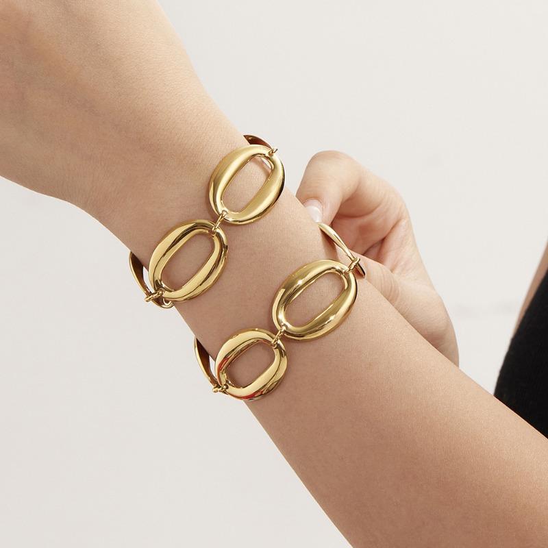 Meier Hochglanz-Armband-Halskette in ovaler Eiform - Europäischer & Amerikanischer Stil, Umweltfreundlicher Edelstahl