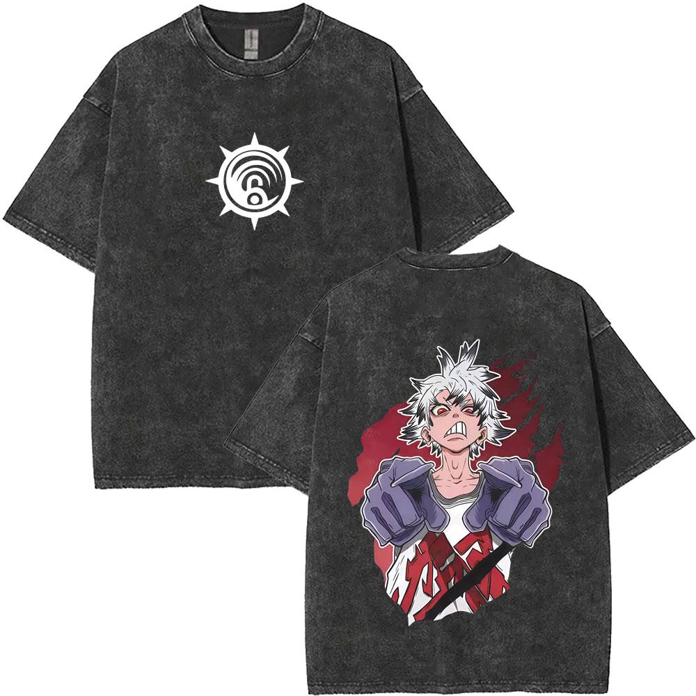 Anime Gachiakuta Riyo Vintage Washed T Shirts Men Women Manga Retro Oversized Short Sleeve Tshirt Male Fashion Trend Streetwear
