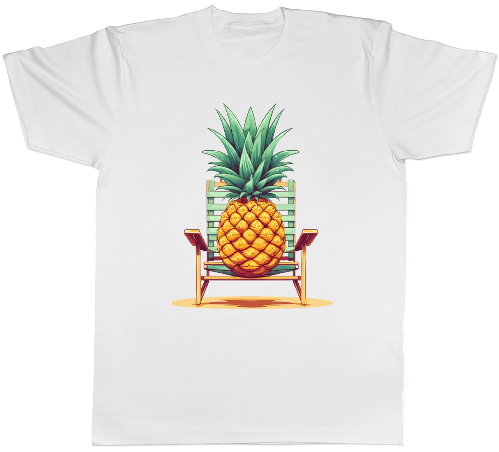 Holiday Vacation Unisexs TShirt Pineapple Sitting on Deck Chair Tee Gift S