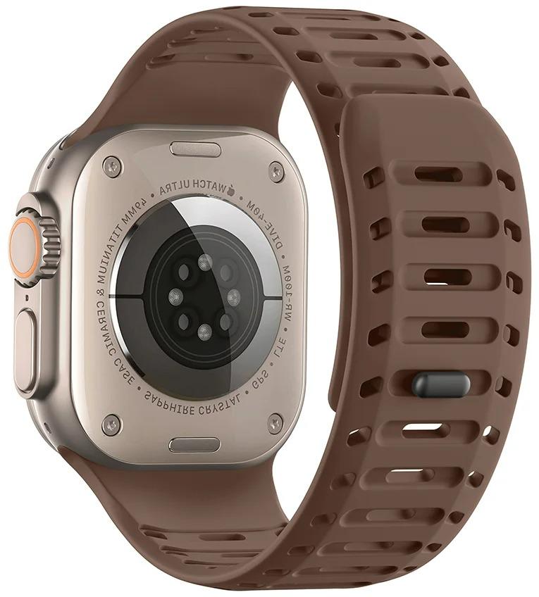 

Магнитный силиконовый ремешок для Apple Watch Ultra 3 2 1 49 мм / Серии 11 10 46 мм Спортивный ремешок iWatch 9 8 7 6 5 / SE 3 45 мм 44 мм Series 44mm-45mm коричневый