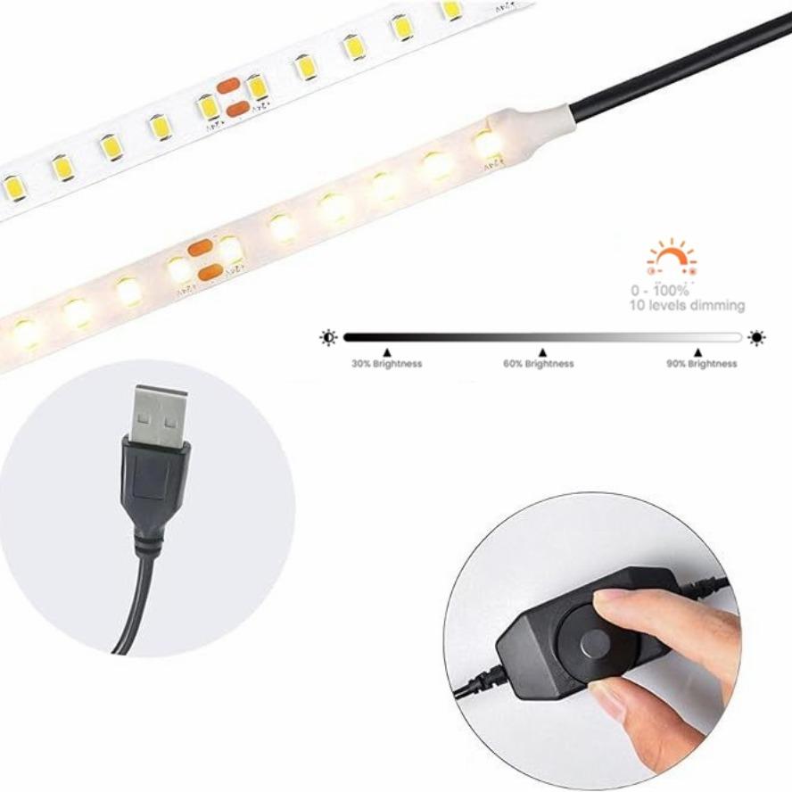 5V/12V 24V LED Knob Dimmer Switch DC USB Female To Male Extension Cord with Rotary ON OFF Controller White Black Strips Lights