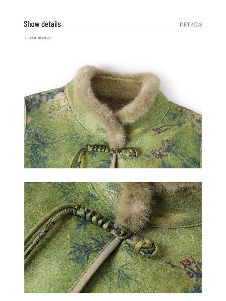 Reversible Ancient Style Cotton Coat with Fleece Lining for Women Aged 40-60