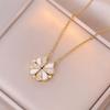 Double Layer Four-Leaf Clover Titanium Steel Necklace: Japanese & Korean Women's Heart Clavicle Chain