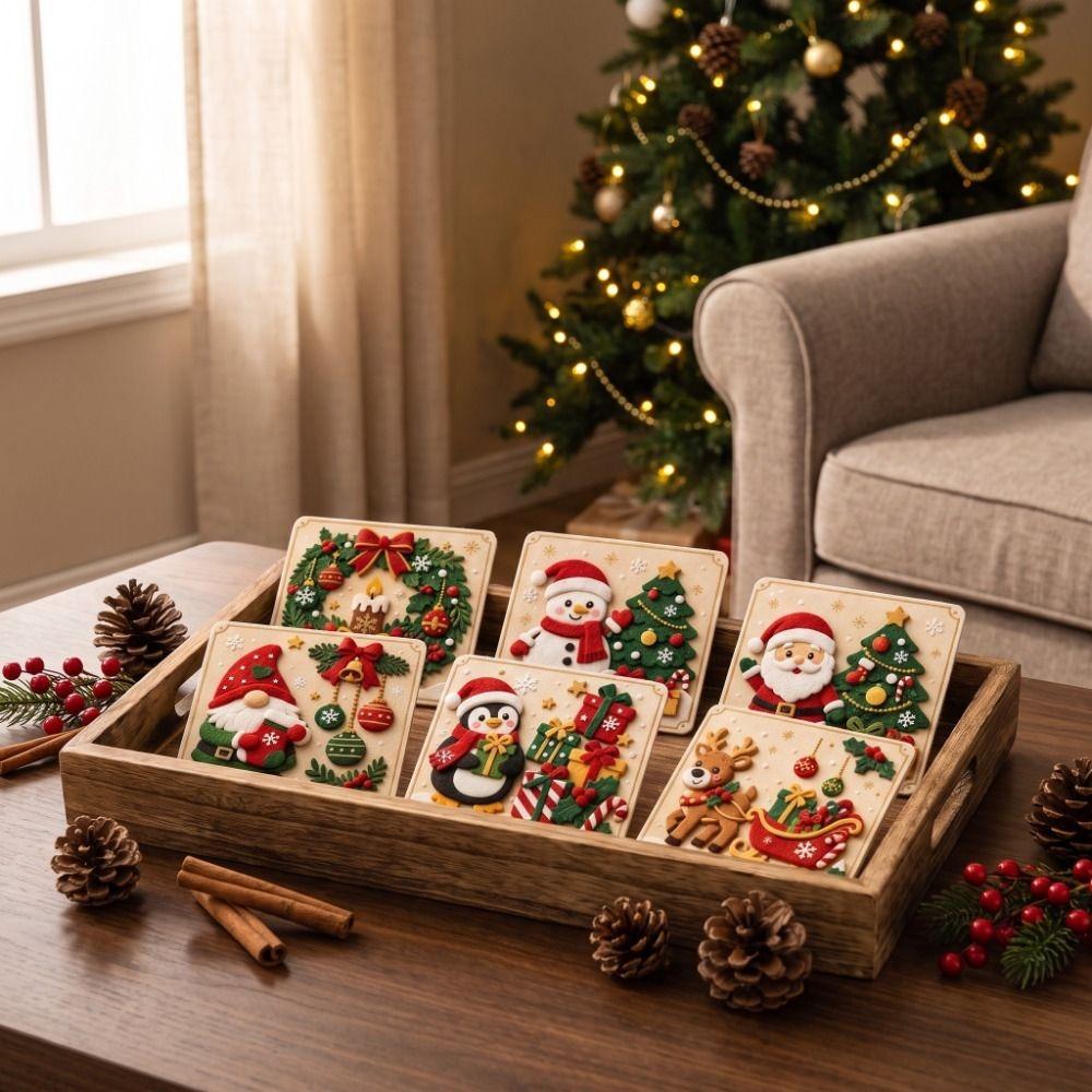 Santa Claus Christmas Wooden Card Ornaments Reindeer Christmas Decorations Party Gifts