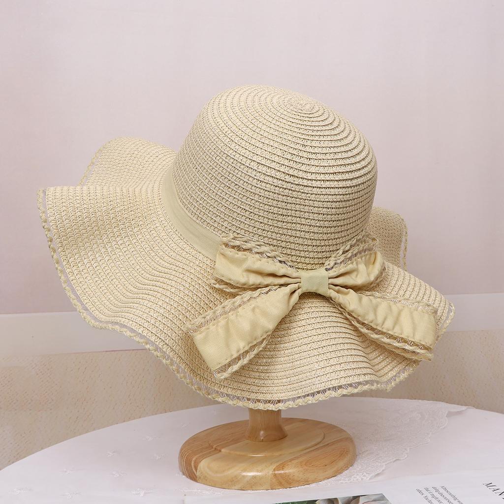 Hat Women's Summer Beach Sun Hat Seaside Vacation Bow Big Brim Straw Hat Fashion Sun Hat Sunscreen Hat Tide