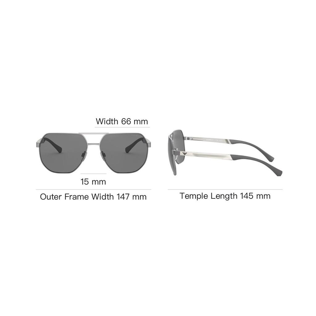 Emporio Armani 2099D Alloy Pilot Style Sunglasses Unisex sunglasses Gray 0EA2099D-300381