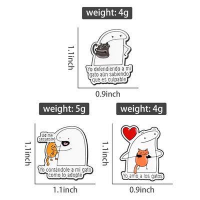 Cat Lady Flork Memes Enamel Pins Funny Cartoon Characters Brooches Lapel Badge Cutie Animals Jewelry Gift for Friends
