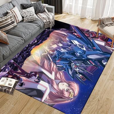 Mobile Suit Gundam Anime Poster Square Area Rug, Non-Slip Floor Mat for Bedroom, Perfect Gift for Gundam Fans.chl