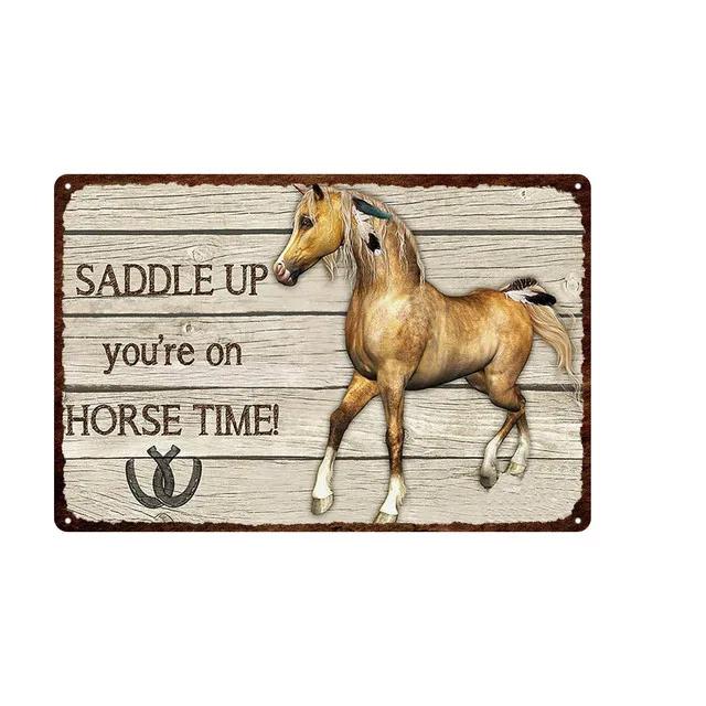 Vintage Farm Fresh Eggs Tin Sign  Rustic Chicken  Horse Metal Plate Poster for Farmhouse Kitchen Wall Decor