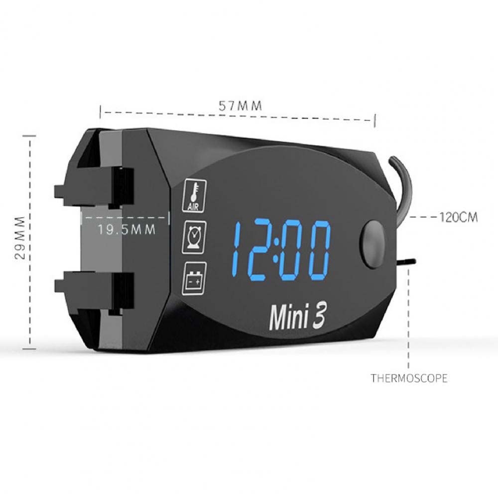 Three-In-One Digital Display IP67 Motorcycle Electronic Clock LED Watch Thermometer Voltmeter