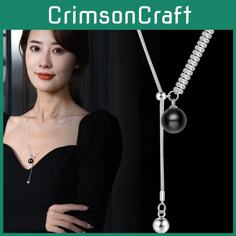 Fashionable Multi-layered Pearl And Crystal Necklace With Unique Geometric Design For Women