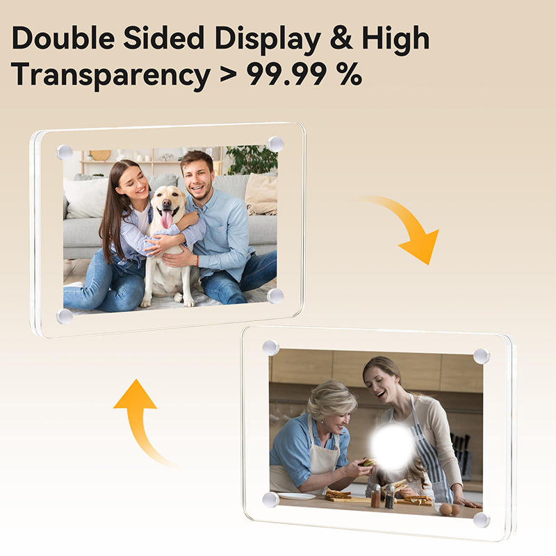 1/6Pcs Transparent Acrylic Photo Frames Universal Double Sided Magnetic Picture Frame Wall Mount for Home Decor Living Room Display Hold Family Photos