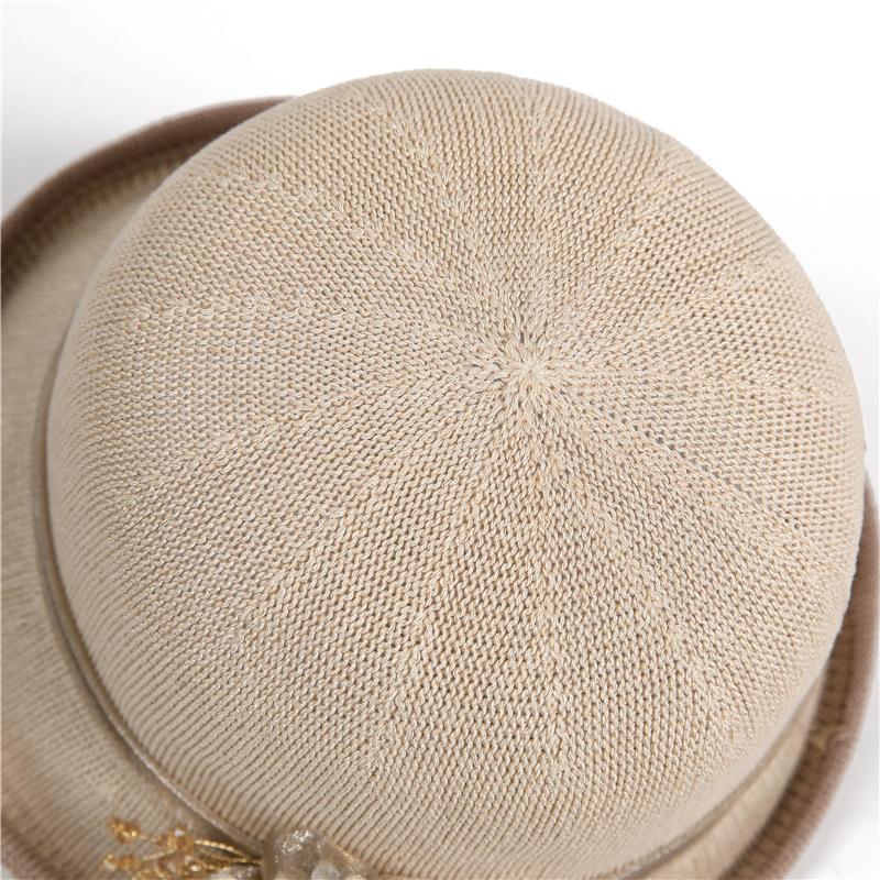Top Hat Lady Summer British Mother Bucket Hat Sun Hat Dome Crimped Knitted Breathable Basin Hat