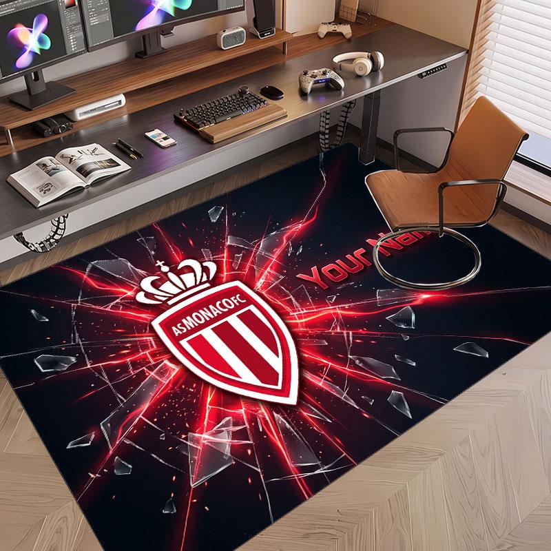 Custom Rug Monaco FC Pattern Print Name Text Soft Non‑Slip Floor Carpet for Home Indoor Decoration