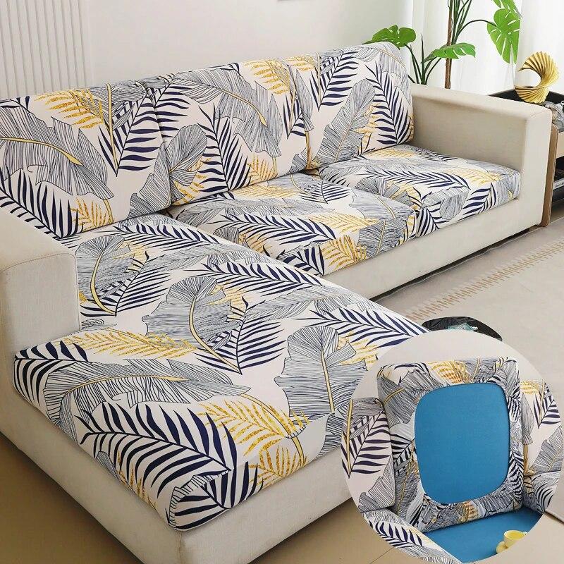 New Floral Printed Stretch Sofa Seat Cushion Cover Backrest Cover Protector for Couch Sofa Cover L Shape Chaselong Slipcovers
