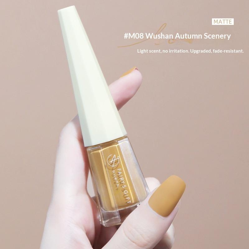 Water-based, Non-peelable, No-bake, Long-lasting, Waterproof, Non-fading, Matte, Frosted, Elegant Nail Polish.