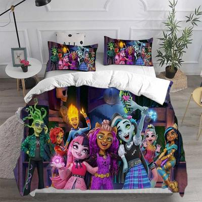 Exquisites 3D Monster Cartoon High Wallpaper Digitaldruck Bettwäscheset Bettbezug Steppdecke Bett Jungen Mädchen Geschenk