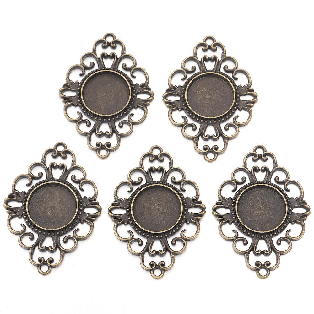 5-10pcs/lot Vintage Necklace Pendant Setting Cabochon Base Tray Bezel Blank For Pendants Cabochons Jewelry Making Accessories
