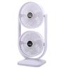 Dual Head Desk Fan USB Rechargeable 3 Speed Portable Electric Floor Fan for Home Office Dorm Travel White