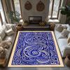 Elegant Persian Blue Carpet Pattern Doormat Washable Floor Mat Living Room Area Rug Home Decor Entryway Welcome Mat Non-Slip Ind