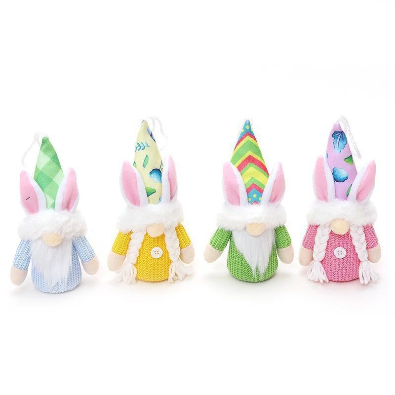 Neue LED Leuchtende Ostertags-Puppendekoration Rosa Liebe Vlies Leuchtende Gesichtlose Puppe Ostergeschenk 1 Stück