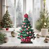 Stable Base Christmas Decor 2D Wooden Tabletop Ornaments, Xmas Tree Santa Lightweight Trees Snowman Sign with Stand, Holiday Party Decorations Favors