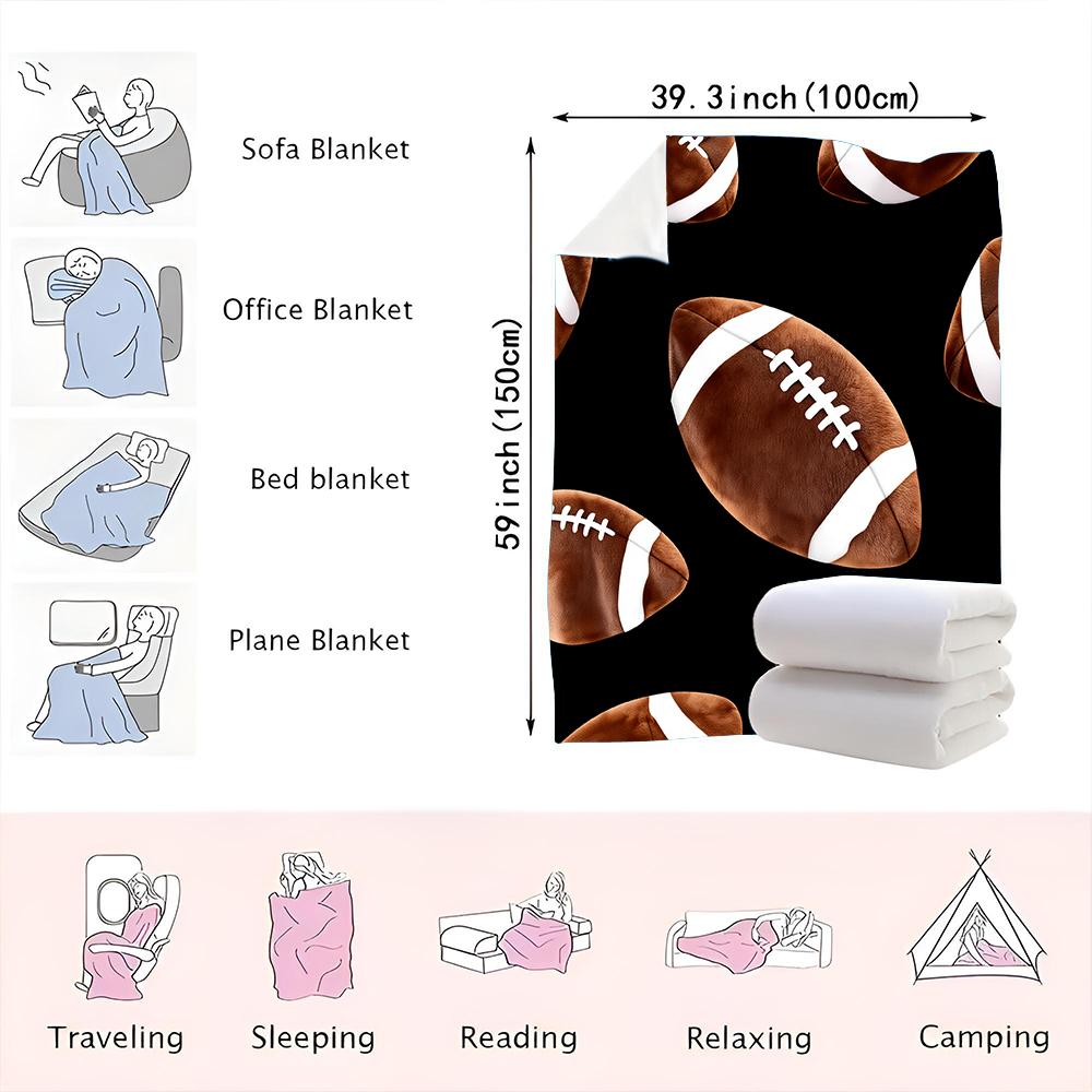 1PC Rugby Print Blanket – Made of soft, fluffy flannel, perfect for sofas, beds or recliners. Ideal for Christmas holiday decora