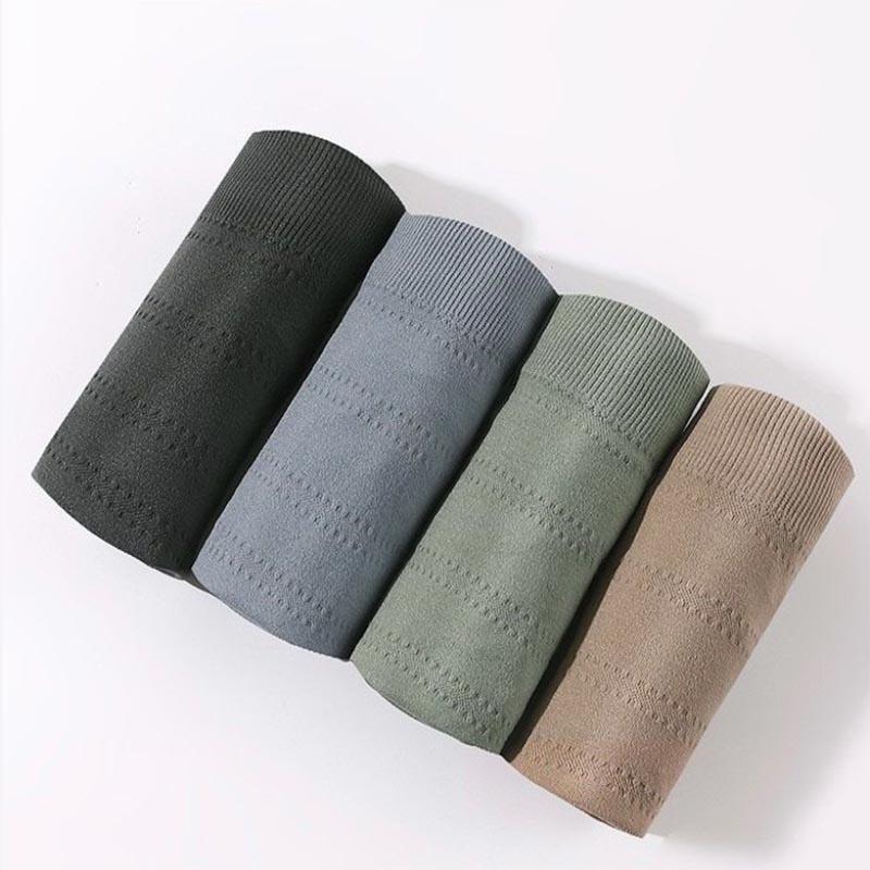 4-paks herreundertøy Sømløs boksershorts med midt midje, naken U-konveks pustende, komfortabelt undertøy i stor størrelse