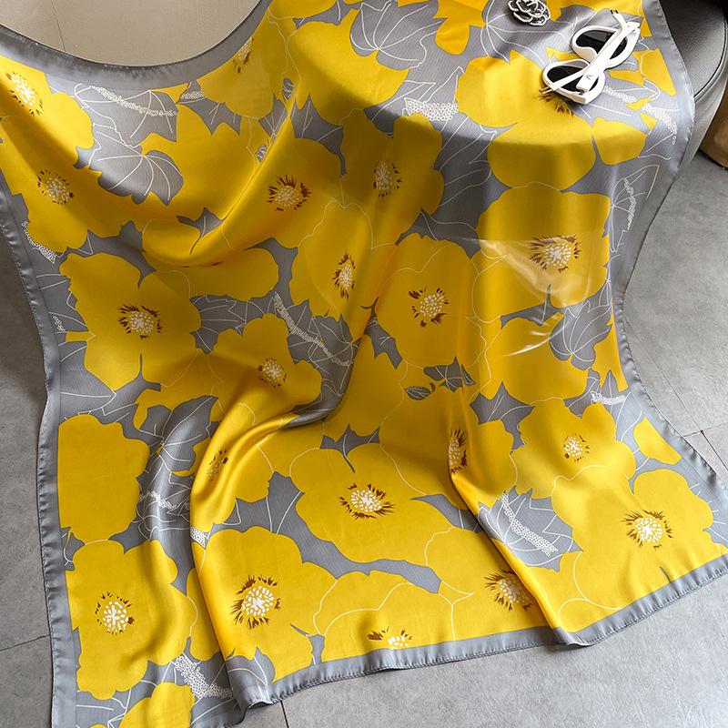 

Высококачественные роскошные шелковые шарфы, повязка на голову, шарфы, шейный шарф для женщин, шелковый шарф с цепочкой, женская декоративная шаль 90-90cm