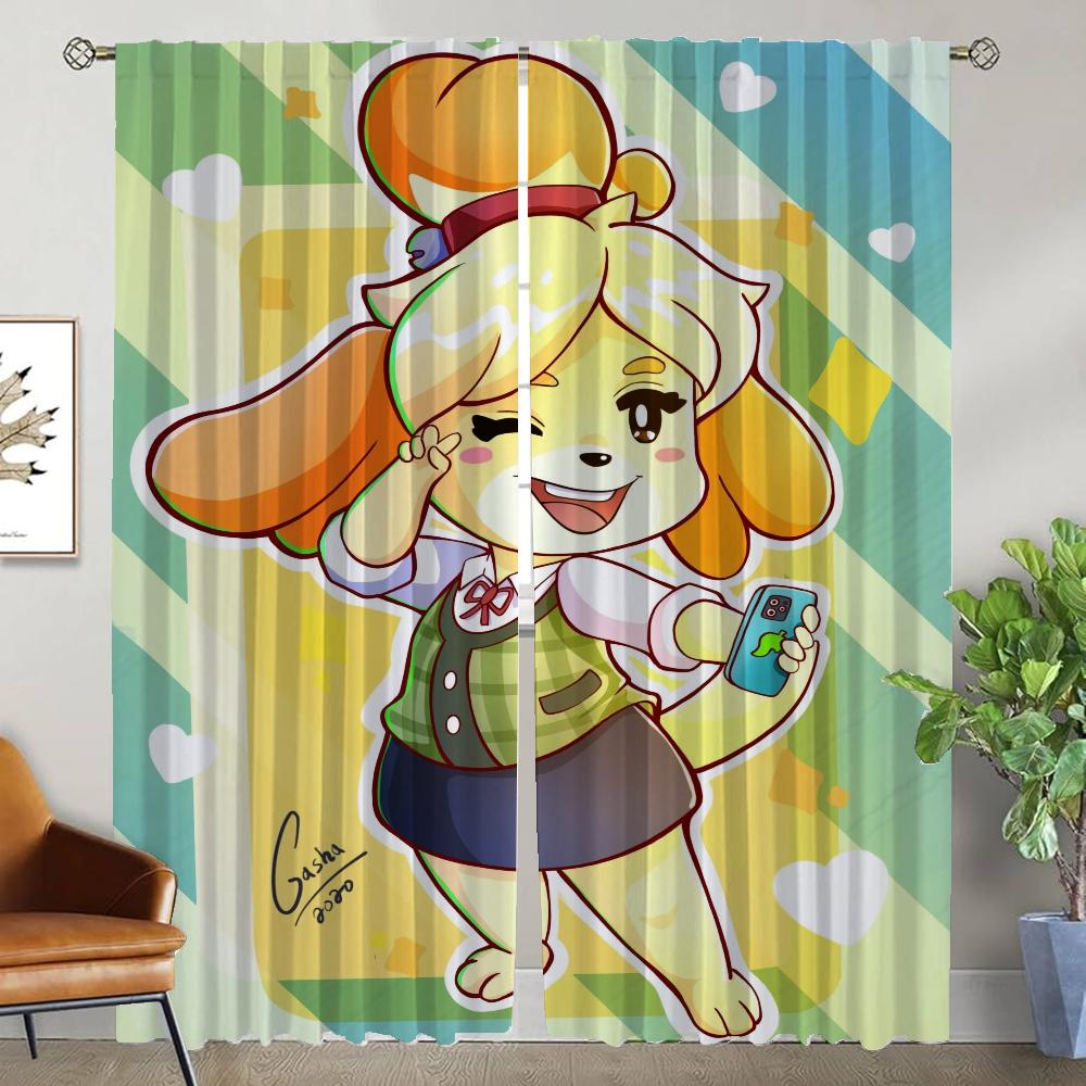 Animal Crossing Shades Kitchen Curtains for Living Room Partition Tulle for Bedroom Window Curtain Curtains 2 Pieces Blackout