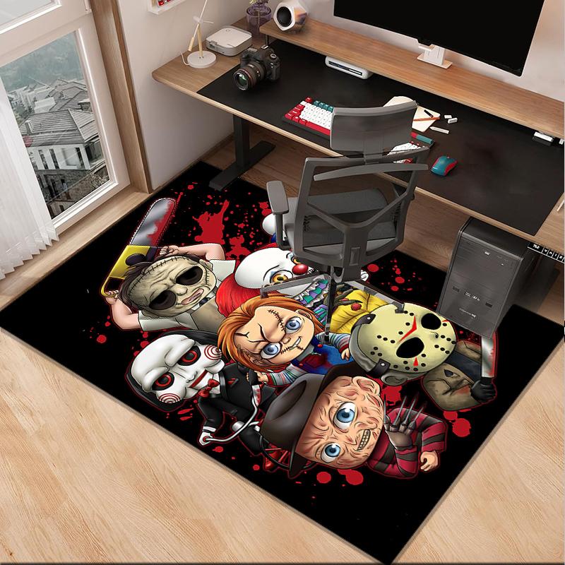 Horror Movie Icons Office Rug Chair Mat, Game Carpet, Suitable for Front Door, Bedroom, Living Room, Desk, Holiday Gift