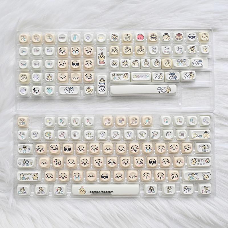 MOA Usagi Milk White Custom 5-Sided Dye-Sublimation Cute Keycaps for Mechanical Keyboards