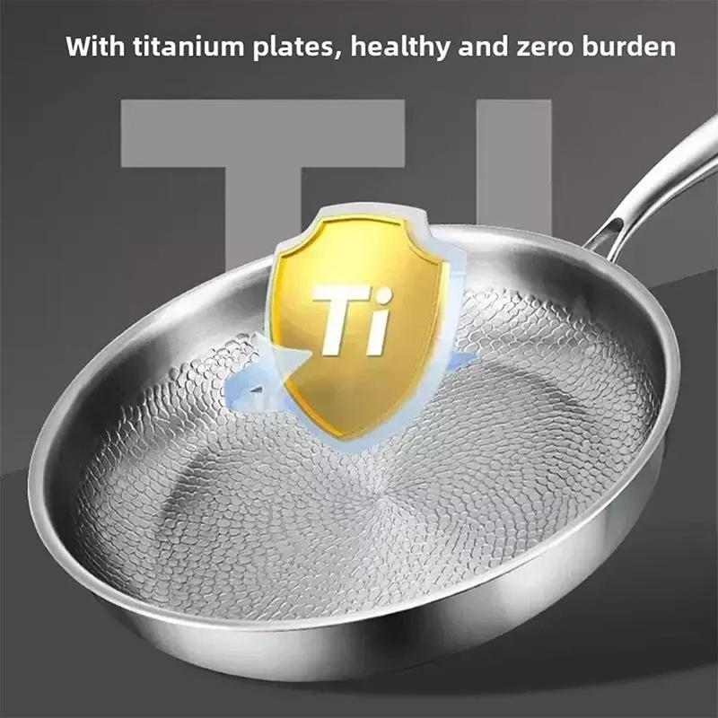 Tigaie Titan Bătută Pro cu Capac Tigăi Titan Pentru Gătit Durabile Rezistente la Zgârieturi Antiaderente Titan Nutri Pan Pentru Gătit