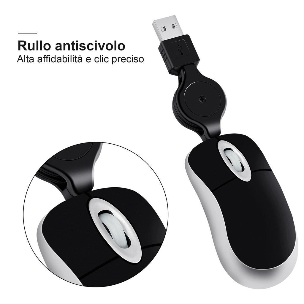 2.4G Computer Ultra-lightweight Mouse Mini Wired 1000 DPI Universal Cute Retractable Adjustable Gaming Mice for Office Kids