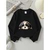 European sizes Kids' Round-Neck Hoodie | Cute Shih Tzu Puppy Face Print, Sportswear and Casual Wear, Soft and Comfortable,  Playful Design