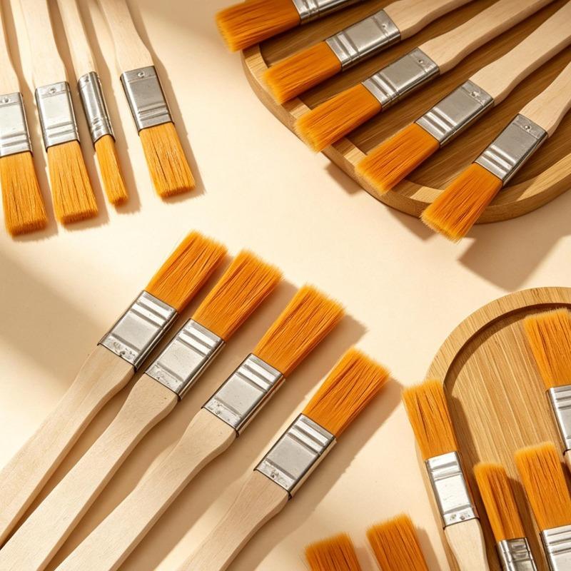 10/50pcs Wooden Handle Paint Brushes DIY Art Paintings Craft Brushes Cabinets Fences Edge Brushes Oil Honey BBQ Cooking Tools