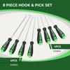 8PCS Pick And Hook Set, Precision Automotive Hook Set, Car Auto Oil Seal/O-Ring Seal Gasket Mini Precision Hooks Puller Remover (Green)