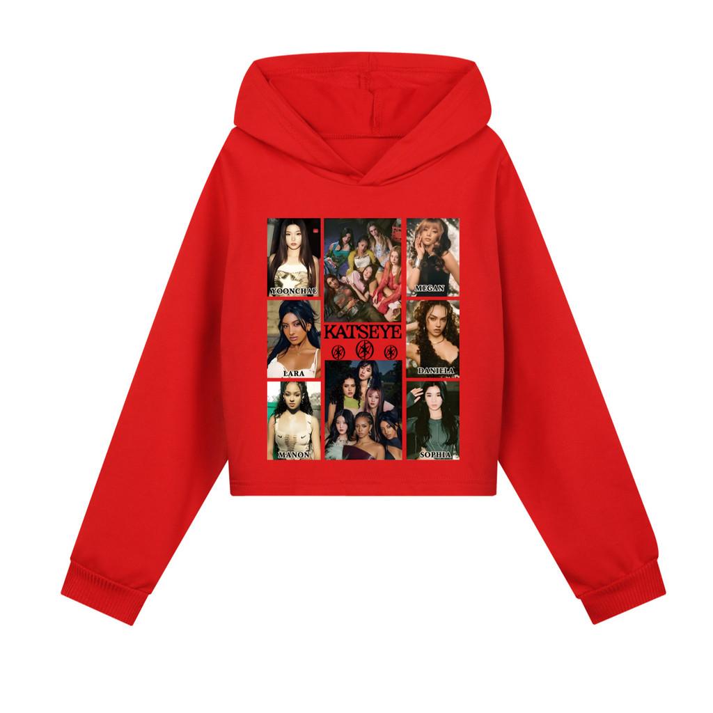 5352 Kids Girls KATSEYE Printed Casual Cotton Long Sleeves Hoodies