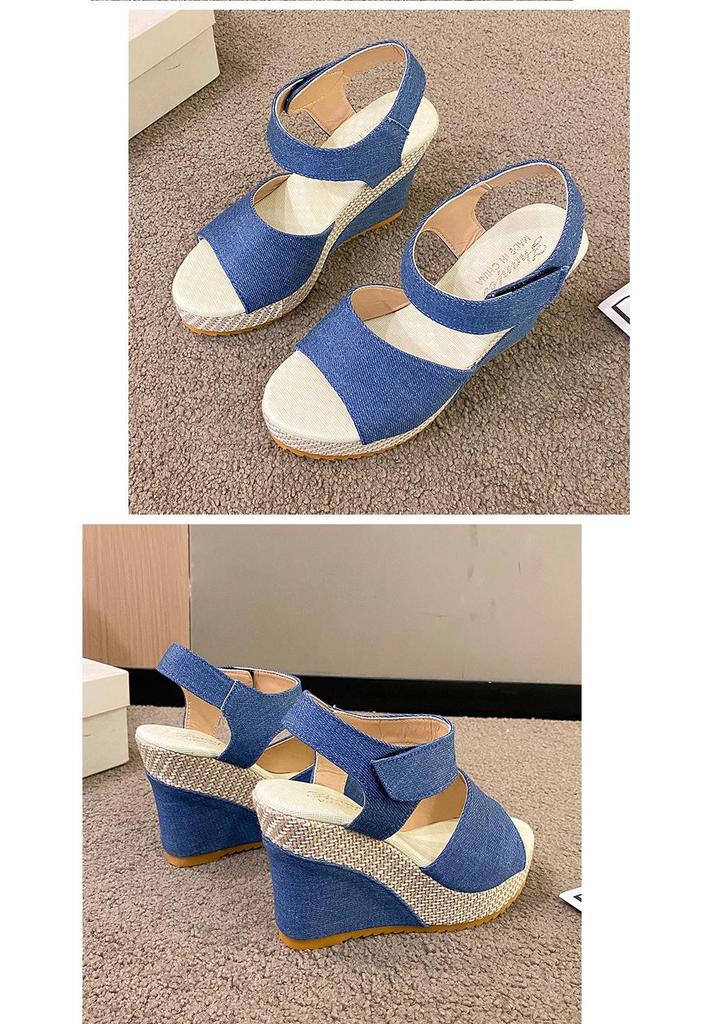 Women's Platform Wedge Peep-Toe Sandals with Round Toe High Heel for Outdoor Wear