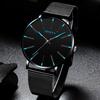 Minimalist Geneva Watch for Men Large Round Dial Mesh Strap Water Resistant Business Casual Quartz Wristwatch