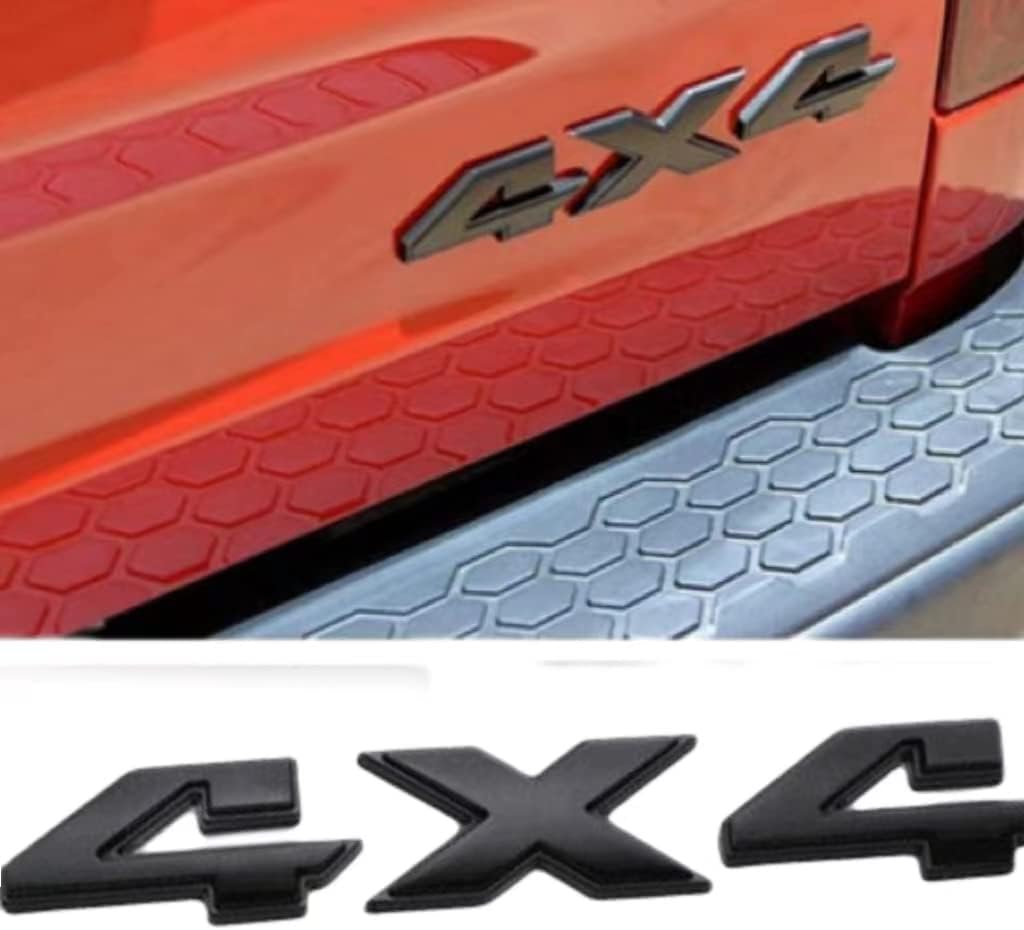 2pc Chrome 4x4 Emblem Badge 3D 4 x 4 Emblem Nameplate Decal Compatible with 1500 2500 3500 Flat Letter