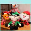 Christmas Plush Doll With Short Velvet Fur Santa Reindeer Snowman For Holiday Decor