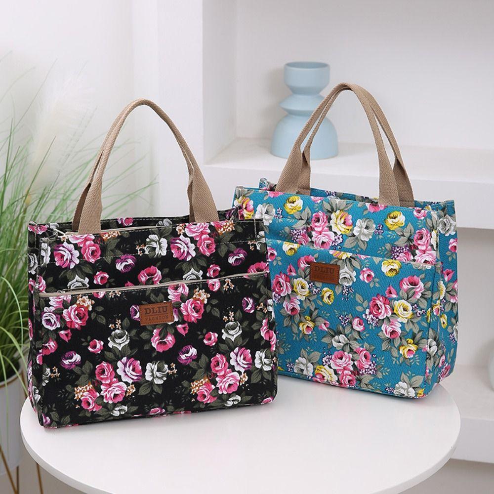Large Capacity Casual Handbag Portable Mommy Bag Portable Floral Print Tote Bag  Picnic