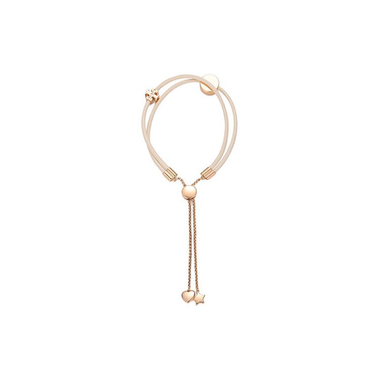 Tory Burch Tb Double T Logo Bracelet Women Bracelets Ivory 85672-702 Ivory/Tory Gold,One Size